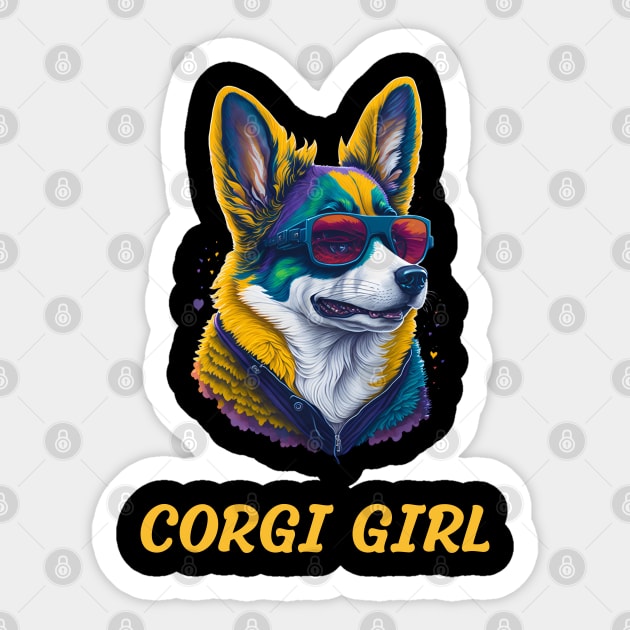 corgi girl Sticker by vaporgraphic